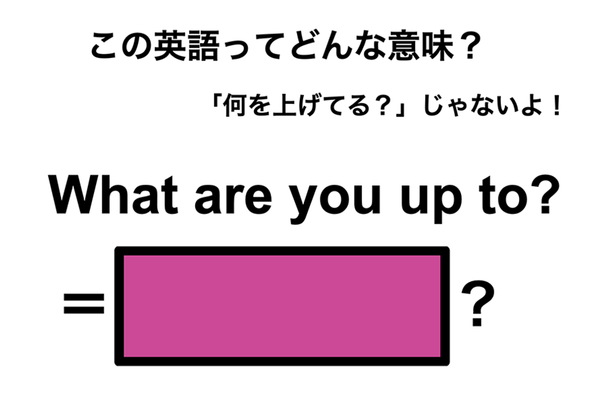 この英語ってどんな意味?「What are you up to?」