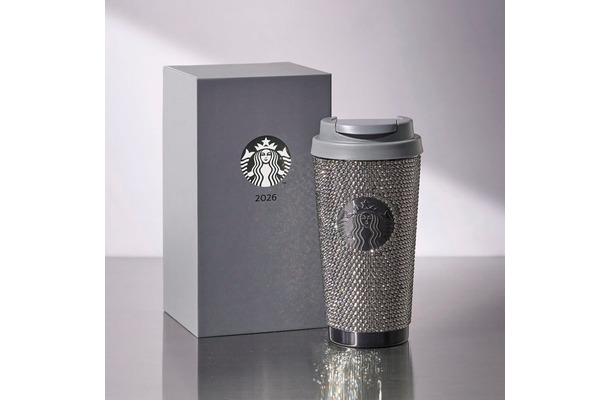 「スターバックス福袋 2026」グレーのラインストーンが輝く特別仕様のステンレスタンブラー／（Super Lucky New Year Surprise！）※限定1000個（提供写真）