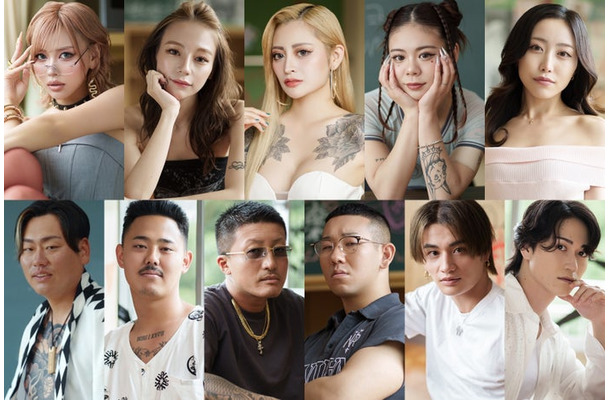 (上段左から)きぃーちゃん、Baby、おとさん、てかりん、あも(下段左から)ヤンボー、タックル、つーちゃん、ミルク、二世、てんてん/Netflixリアリティシリーズ「ラヴ上等」12月9日(火)より独占配信開始