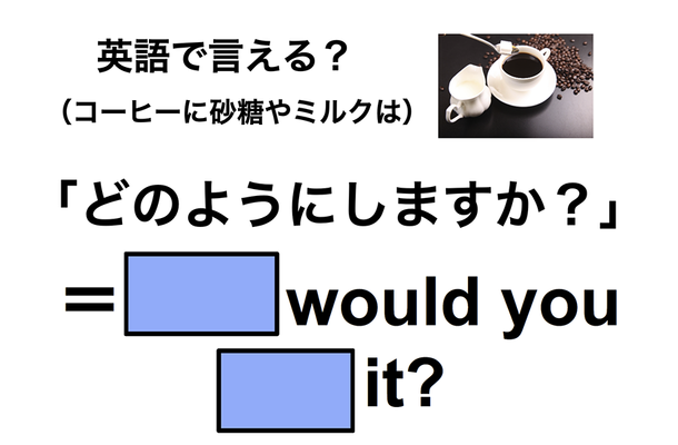 英語で「砂糖やミルクは？」は何て言う？