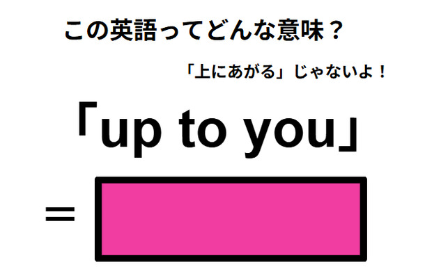 この英語ってどんな意味?「up to you」
