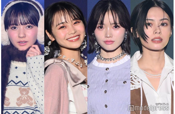 （左から）河村ここあ、林芽亜里、真鍋凪咲、安斉星来（C）モデルプレス