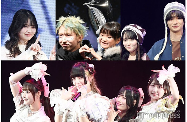 （上段左から時計回り）藤田みあ、MON7A＆村方乃々佳、相塲星音＆河村叶翔、きゅるりんってしてみて（C）モデルプレス