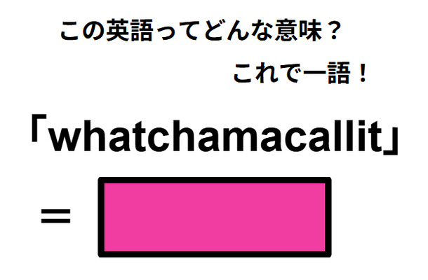 この英語ってどんな意味?「whatchamacallit」