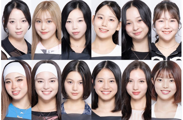 （上段左から）桑原彩菜、荒武凜香、黒川穂香、松浦なる、城守星愛、森穂乃香（下段左から）村田莉花、大城莉瑛羅、大谷碧空、津波古妃織、土方エレナ、飛咲来（C）AbemaTV,Inc.