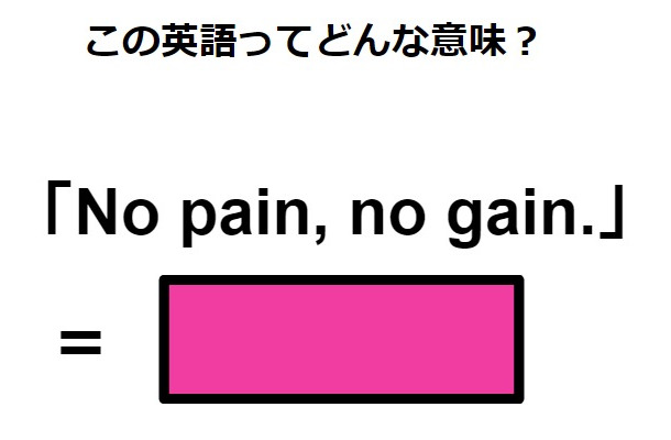 この英語ってどんな意味？「No pain, no gain.」