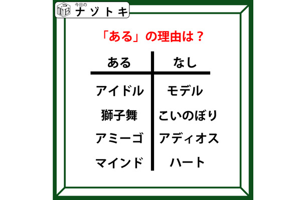 あるなしクイズです！「アイドルにあってモデルにない、マインドにあってハートにない」あるにはどんな理由がある？【難易度LV.３・中辛】