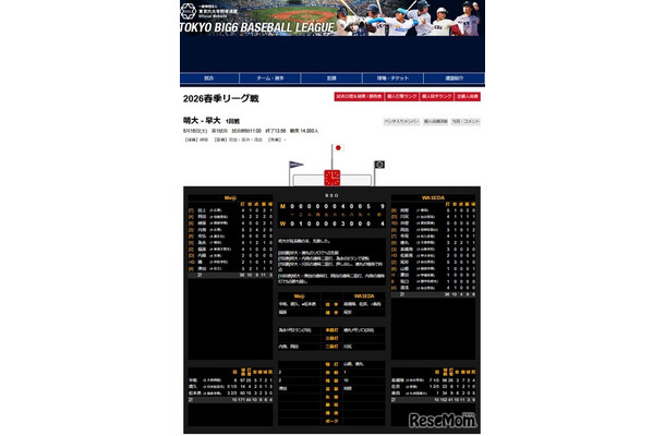 2026春季リーグ戦 明大ー早大1回戦