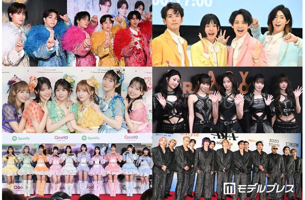 (上段左から)M!LK、モナキ(中段左から)FRUITS ZIPPER、LE SSERAFIM(下段左から)=LOVE、THE RAMPAGETikTokより