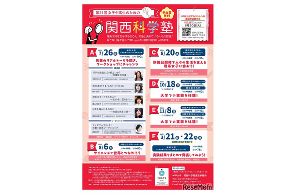 2026年度「第21回女子中高生のための関西科学塾」