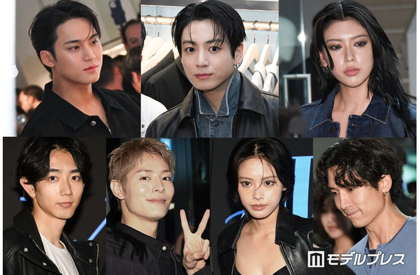 （左上から）MINGYU（ミンギュ）、Jung Kook（ジョングク）三吉彩花（左下から）駒木根葵汰、塩野瑛久、安斉星来、安達祐人（C）モデルプレス