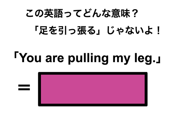 この英語ってどんな意味?「You are pulling my leg.」