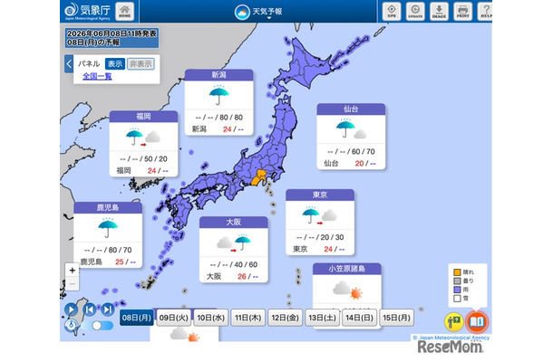 2026年6月8日11時発表の予報