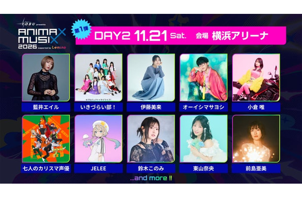 「東武鉄道 presents ANIMAX MUSIX 2026 supported by Lemino」DAY2第1弾アーティスト（C）Lemino