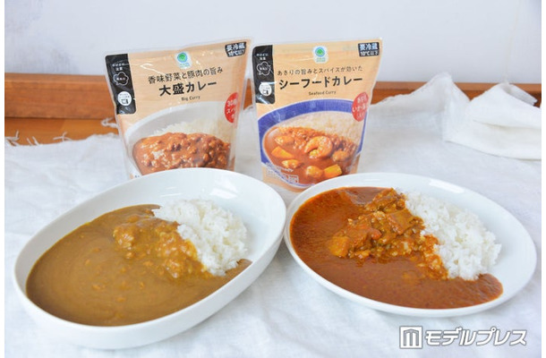 (左から)「香味野菜と豚肉の旨み 大盛カレー」「あさりの旨みとスパイスが効いたシーフードカレー」(C)モデルプレス