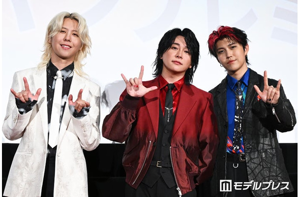 「スパイダーマン:ブランド・ニュー・デイ」ジャパンプレミアイベントに登壇した藤澤涼架、大森元貴、若井滉斗/Mrs. GREEN APPLE(C)モデルプレス