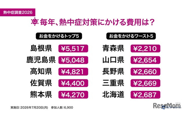 毎年、熱中症にかける費用は?