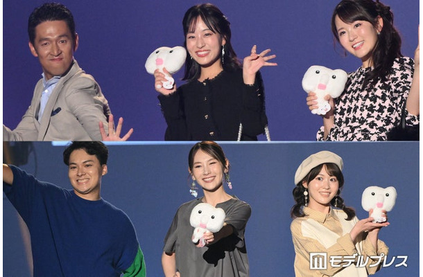 (上段)松岡広忠アナ、高野真子アナ、松友杏樹アナ(下段)小川貴弘アナ、青木美奈実アナ、今井陽菜アナ(C)モデルプレス