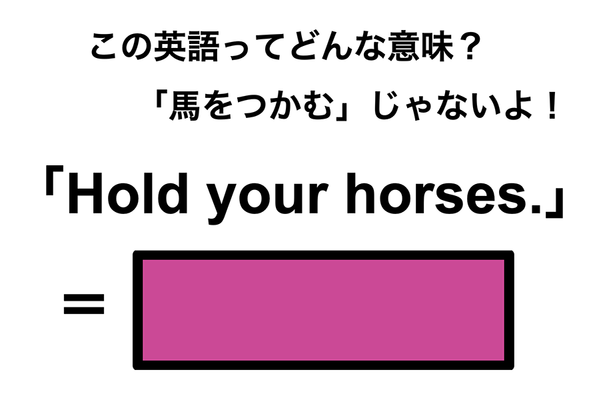 この英語ってどんな意味？「Hold your horses.」