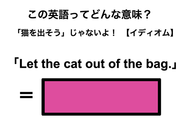この英語ってどんな意味？「Let the cat out of the bag.」