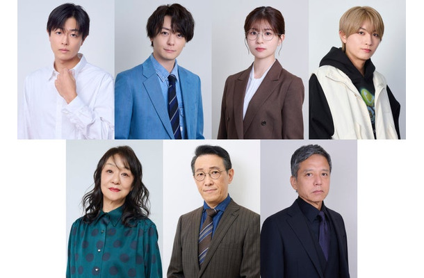(上段)時任勇気、犬飼貴丈、松田好花、本高克樹(下段)山下容莉枝、阪田マサノブ、勝村政信(C)「妻を引退します」製作委員会