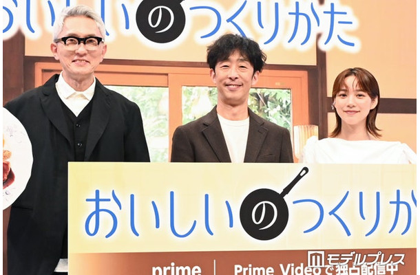 「おいしいのつくりかた」の配信記念会見に出席した松重豊、北村有起哉、のん(C)モデルプレス