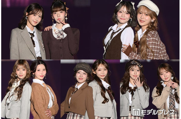 (上段左から)きほ&りり、あむ&ななにー(下段左から)うさ&ももか、けい&ひまり、桜咲みお&にいな(C)モデルプレス