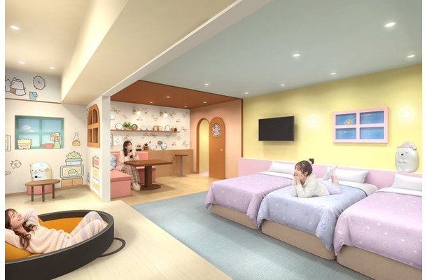 すみっコたちといっしょにおとまり会のお部屋(C)2026 San-X Co.,Ltd.All Rights Reserved.