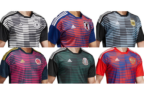 W杯出場6か国のadidas「プレマッチ・ジャージ」をまとめて見る