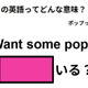 この英語ってどんな意味？「Want some pop? 」