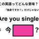 この英語ってどんな意味？「Are you single?」