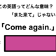この英語ってどんな意味？「Come again.」