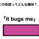 この英語ってどんな意味？「It bugs me」