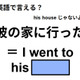 英語で「彼の家に行った」は何て言う？