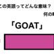 この英語ってどんな意味？「GOAT」