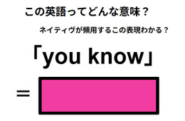 この英語ってどんな意味？「you know」