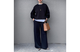 着心地ときちんと感を両立。【GU】きれい見えスウェットパンツが良い！【40代の毎日コーデ】