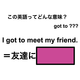 この英語ってどんな意味？「I got to meet my friend.」