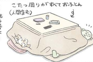 畳んだこたつに入る愛犬むっく…まるで屋根付きの寝床を見つけたよう【うちのむっくはいつも楽しそう #７ 】 画像