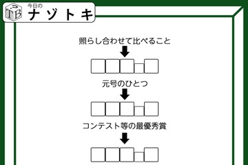 クイズです！「照らし合わせて比べること、とは？」ヒントは、同じ文字！答えはどんな言葉？【難易度LV３.・中辛】 画像