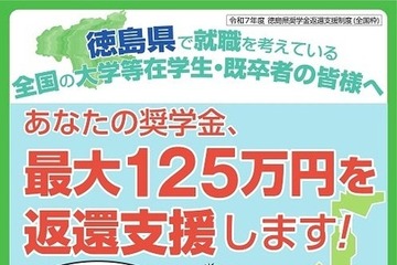 若者の地元定着を促進「奨学金返還支援制度」徳島県 画像