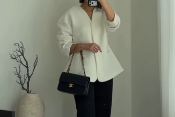 H&Mのジャケットが主役の大人のセレモニースタイル。ペプラムシルエットでお腹周りもきちんとカバー【40代の毎日コーデ】 画像