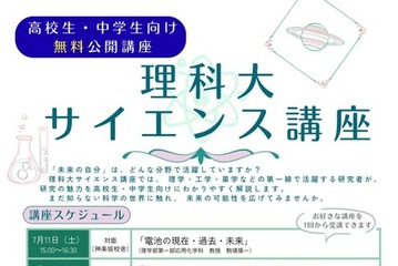 東京理科大、中高生対象「サイエンス講座」全7回…研究者が解説 画像
