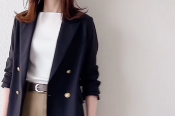 ぽっこりお腹も隠れて高見えもする！【GU】きれいめチノパンの職場映えコーデ【40代の毎日コーデ】 画像