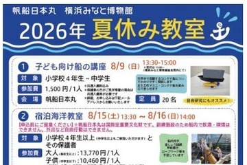 【夏休み2026】海図教室や船内宿泊体験も…帆船日本丸・横浜みなと博物館 画像