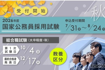 国家公務員総合職「教養区分」申込開始、19歳から受験可能 画像
