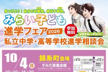 【中学受験】【高校受験】みらい子ども進学フェア、錦糸町10/4…予約受付9/11 画像