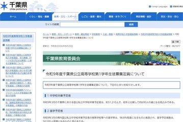 【高校受験2027】千葉県公立高、全日制720人減…2万8,320人募集 画像