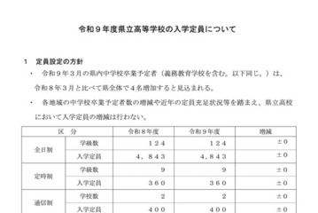 【高校受験2027】島根県立高、定員と日程公表…松江北で単位制導入 画像
