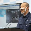 トンガ沖の海底火山噴火を受けた津波警報発令について、記者会見する気象庁の担当者＝16日午前2時2分、気象庁